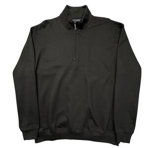 Scott Barber Quarter Zip Sweater Mens L Black Solid 100% Pima Cotton Pullover